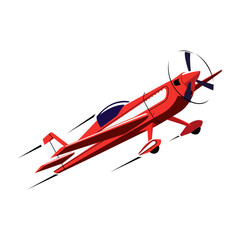 Dynamic red propeller plane, perfect for air racing or aerobatics. Sleek vector art conveying speed & thrill of competitive flight.