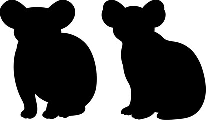 Naklejka premium Black koala set, Set of koala, koala collection, Vector of koala animal, koala silhouette, black koala isolated on white background