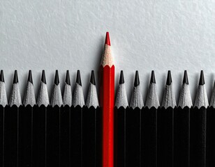 An Unmistakable Presence: The Red Pencil Symbolizing the Power of Standing Out and the Essence of Innovative Thought.