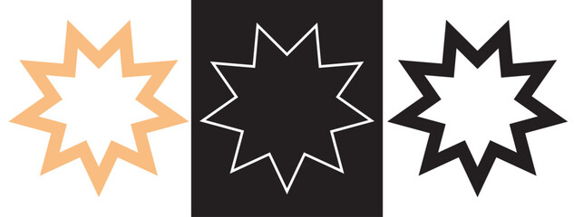 Obraz premium Bahai filled and outline Vector Symbol. Linear vector from religion concept. Thin line white and black bahai icon isolated on white and black background for ui designs. eps10. 11:11