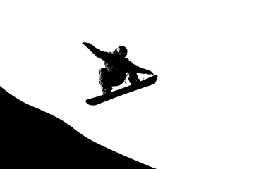Snowboarder performing aerial trick against clear sky