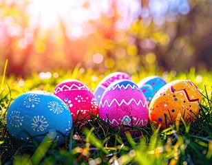Easter's Embrace: Vibrant Eggs and Blossoms in a Celebration of Spring