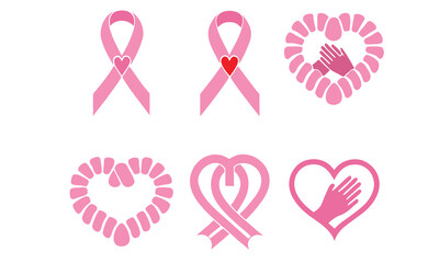 Cancer Awareness Ribbon Icons & Cancer Care Symbol Vector Set