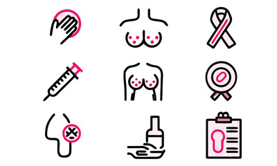 Cancer Awareness Ribbon Icons & Cancer Care Symbol Vector Set