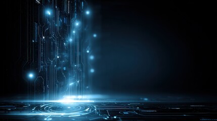 Blue HUD Interface with Digital Light Effects