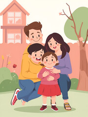Obraz premium Permissive Parenting Style. Flat Vector Illustration