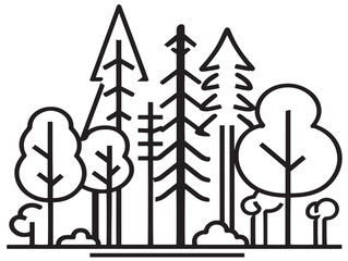 Minimal Forest Icon with Elegant Clean Vector Line Illustration  