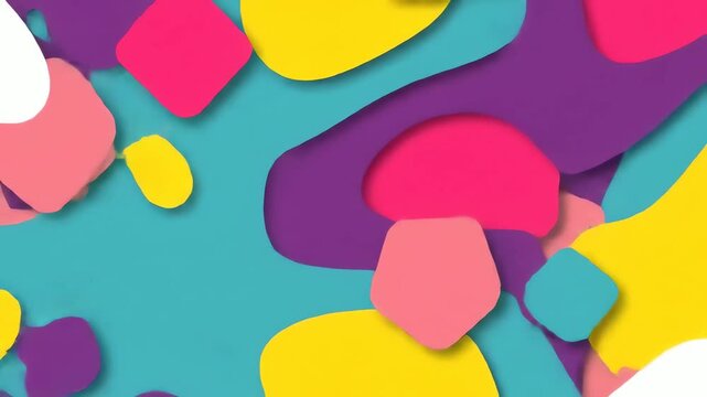 Abstract colorful paper cut style animation with morphing shapes in a seamless loop