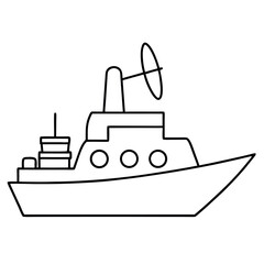 Angular Naval Destroyer Deck with Radar Dish Military Banner Design