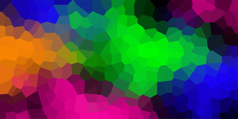 Abstract crystal colorful background colors refracting of light and highlights on the facets. Multi-colored mosaic. Rainbow background.