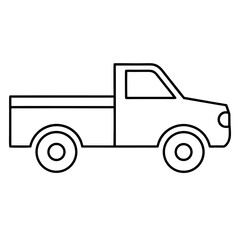 Linear Silhouette of a Pickup Truck with Open Bed