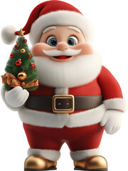 Santa Claus Holding a cute little Christmas Tree