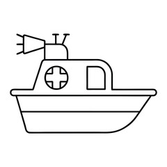 Emergency Rescue Boat Symbol with Siren Vector Illustration