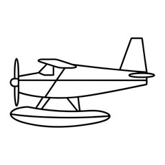 Seaplane Airplane with Floats Vintage Style Illustration