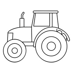 Large Tractor Rear Wheel and Steering Cab Front Illustration
