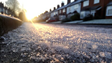 Frosty morning on a city street.