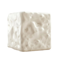 White Ceramic Cube with Textured Surface
