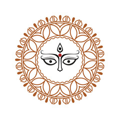 Durga Puja design vector, durga puja illustration,  Durga face,  Happy Durga Puja