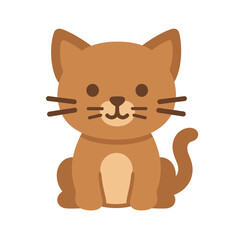 Cute brown kitten sitting with a smiling expression on transparent background  