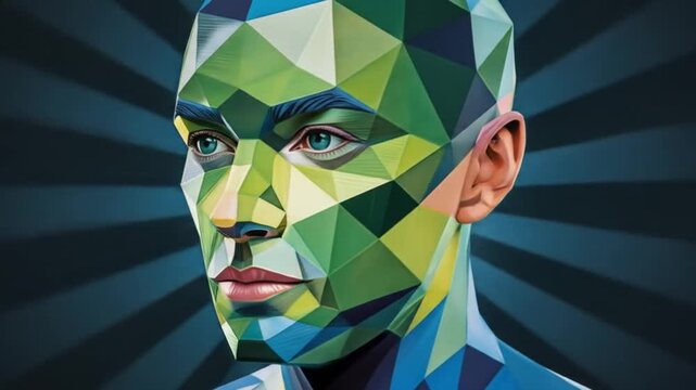 Futuristic Polygonal Portrait of a Digital Human
