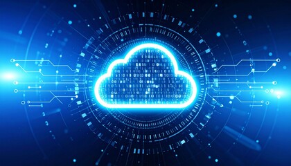 Futuristic Cloud Computing Technology Graphic Design
