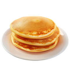 Stack of Golden Pancakes on a White Plate