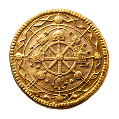 Antique Gold Coin Intricate Design  Symbolism