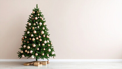 Minimal Christmas tree with soft pastel ornaments