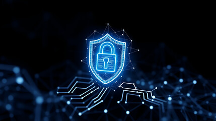 Digital data protect or secure concept. Security, safe, privacy or other concept in style polygonal wireframe. Vector