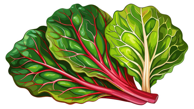 very Beautiful Isolated Fresh Swiss Chard Leaf Detailed Veins white b ackground 