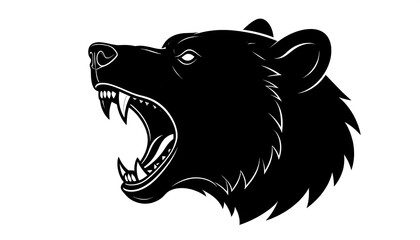 Obraz premium Black and white roaring bear head graphic