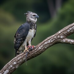 Fototapeta premium Fierce Harpy Eagle Clutching Prey in Talons 