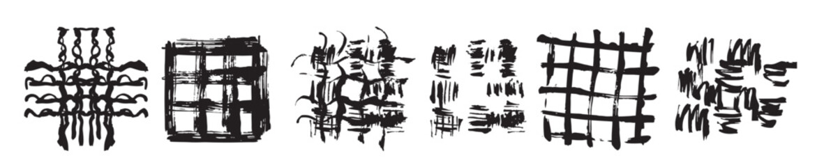 Abstract Ink Patterns, Hand Drawn Black Brushstrokes on a Blank Canvas