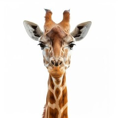 Fototapeta premium Majestic giraffe is staring on a white background