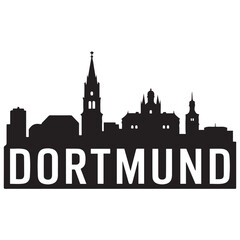 Fototapeta premium Dortmund skyline silhouette. Black Dortmund city. Vector black silhouette. with white background
