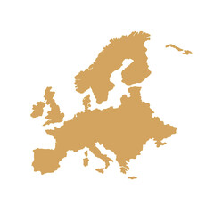 Europe Map Silhouette Gold