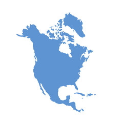 North America Map Silhouette Blue
