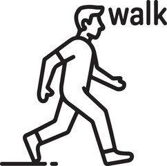 Walking Man Icon Vector &ndash; Pedestrian Symbol and Walk Cycle Line Art Illustration