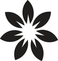 Abstract Black and White Floral Design Element: Minimalist