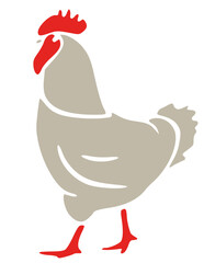 Stylized Rooster Illustration – Farm Animal Vector Icon

