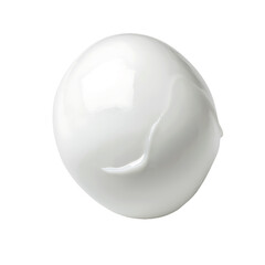 Close-up of a dollop of white cream with smooth texture on a white background