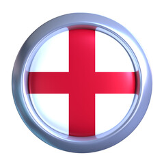 3D England Flag Emblem with circle metallic frame, showcasing national emblem detail in a polished, modern design. Perfect for apps, UI, or educational use