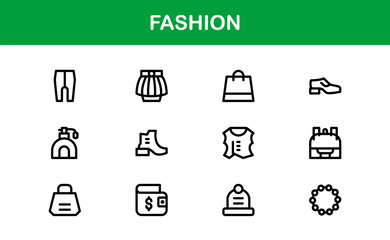Fashion Industry Modern Professional Line Icon Pack Sleek Minimal Vector Set Featuring Clothing and Accessories