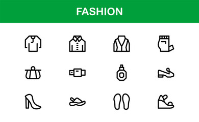 Fashion Industry Modern Professional Line Icon Pack Sleek Minimal Vector Set Featuring Clothing and Accessories