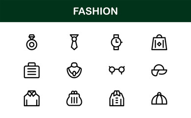 Fashion Industry Modern Professional Line Icon Pack Sleek Minimal Vector Set Featuring Clothing and Accessories