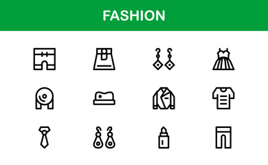 Fashion Industry Modern Professional Line Icon Pack Sleek Minimal Vector Set Featuring Clothing and Accessories