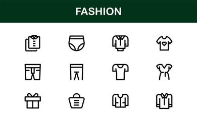 Fashion Industry Modern Professional Line Icon Pack Sleek Minimal Vector Set Featuring Clothing and Accessories