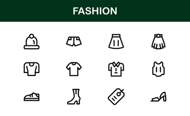Fashion Industry Modern Professional Line Icon Pack Sleek Minimal Vector Set Featuring Clothing and Accessories