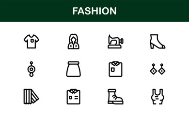 Fashion Industry Modern Professional Line Icon Pack Sleek Minimal Vector Set Featuring Clothing and Accessories