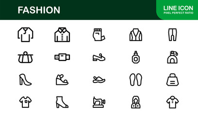 Fashion Industry Modern Professional Line Icon Pack Sleek Minimal Vector Set Featuring Clothing and Accessories